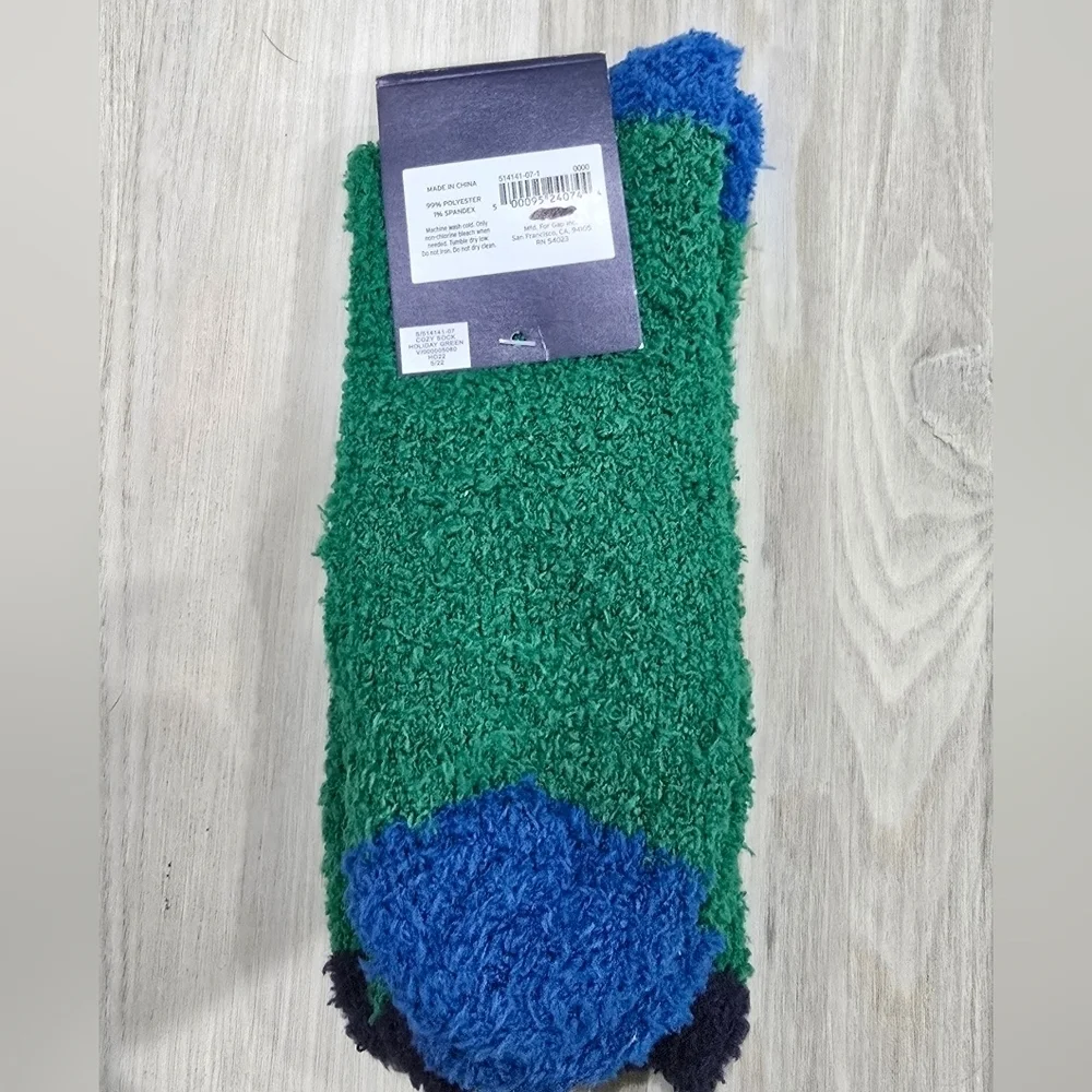 GAP Men's Green and Blue Cozy Socks Logo One Size NWT